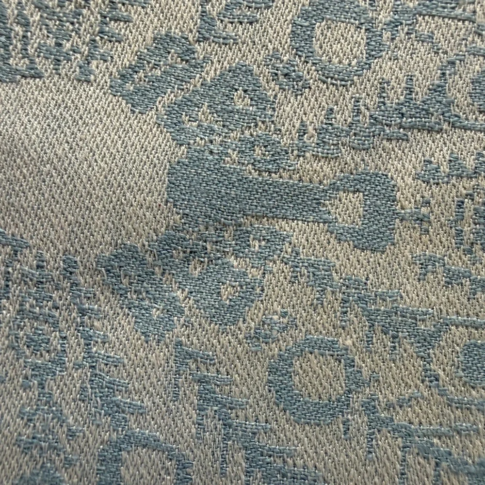 Vintage‎ Blue and White Peacock Damask Placemats Set of 4 Woven Textile 16x12